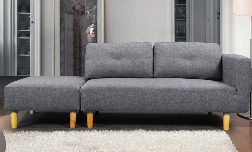 Image 2: Two-Seater Sofa with Footstool