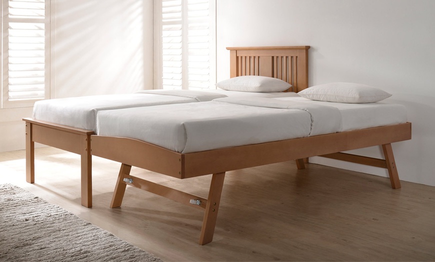 Image 2: Wooden Single Trundle Bed