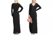 Doublju Women's Maxi Long-Sleeve Dress with Button Neckline. Plus Sizes Available. - Second Medium