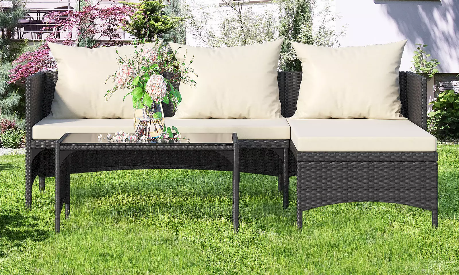 Three-Piece Rattan Effect Furniture Set