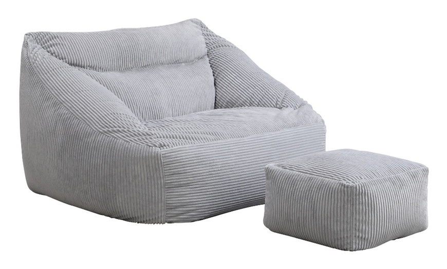 Image 3: Pouf Home Deluxe "Cozy" avec petit tabouret