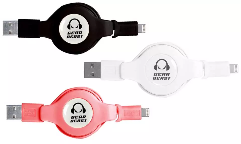 Gear Beast 3Ft. Apple-Certified Retractable Lightning Charge & Sync Cable - Primary Image