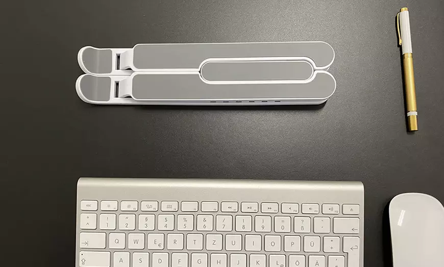 Image 6: 1 of 2 verstelbare en opvouwbare laptopstandaards