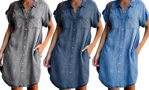 Women's Short Sleeve Denim Dress