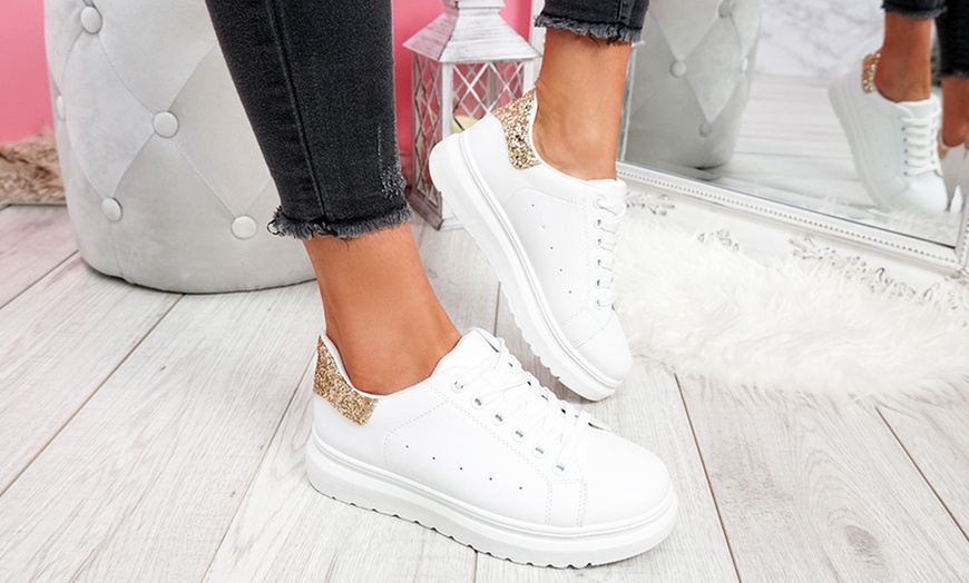 Image 15: Glitter Heel Platform Trainer