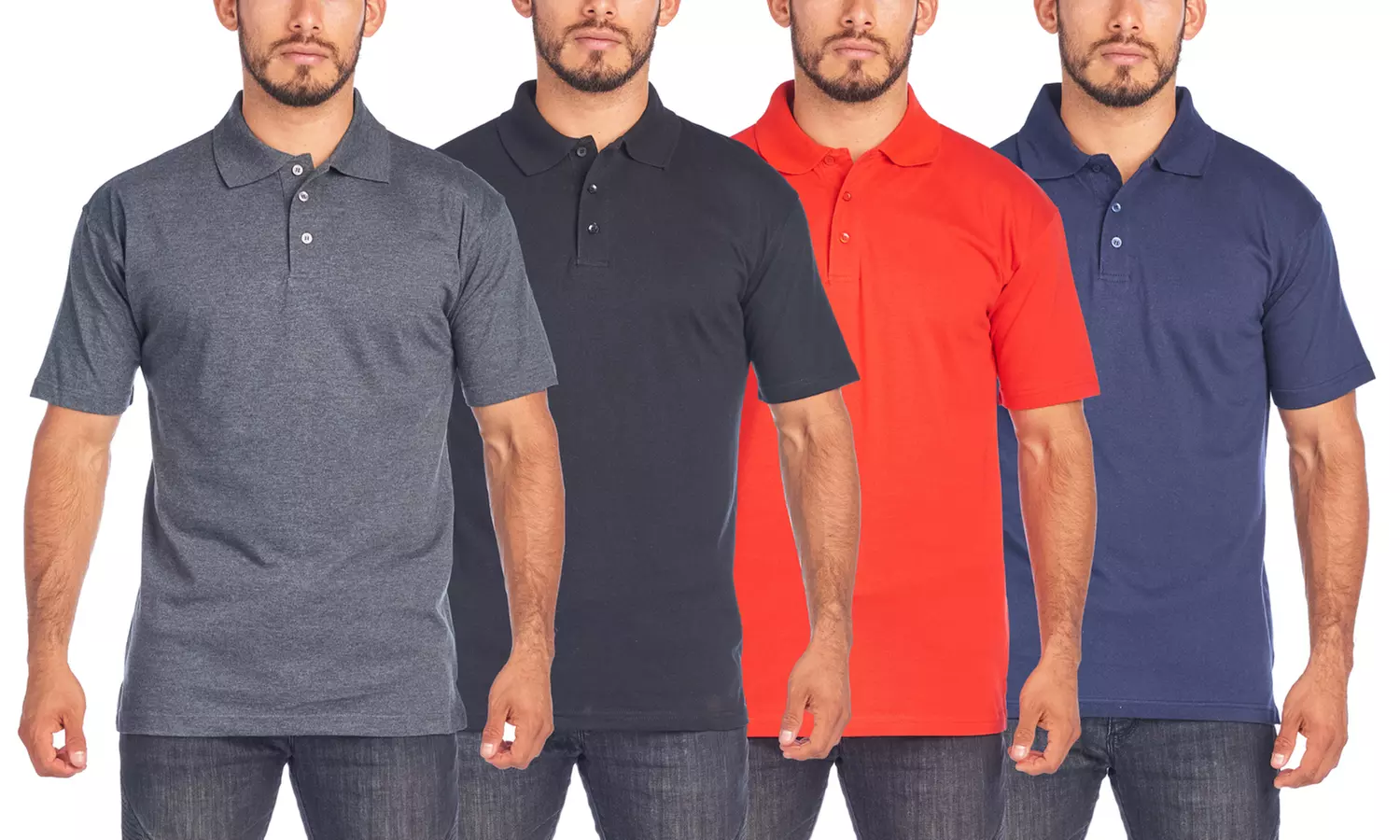 Men's 100% Cotton Polo with Ribbed Collar & Notched Hem - Primary Image