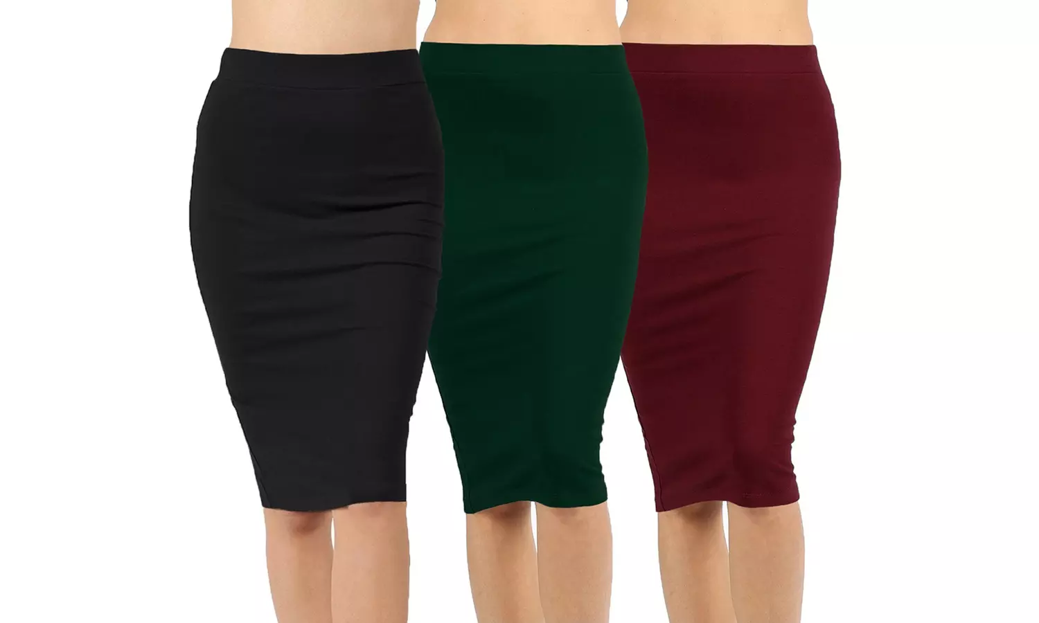 Women's Knee-Length Cotton-Rich Pencil Skirt (3-Pack). Plus Sizes Available. - Second Medium