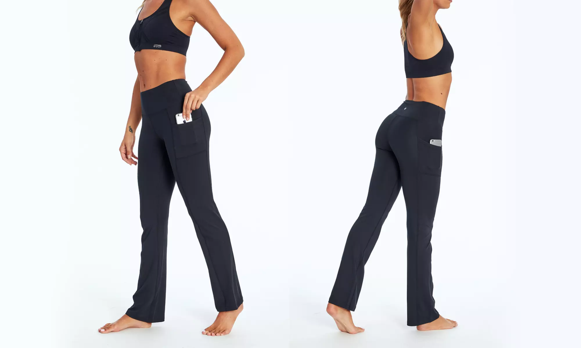 Bally Total Fitness Women's Slim Boot Cut Yoga Pants with Pocket - Second Medium