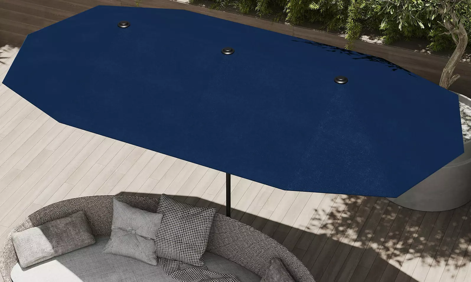 Costway 13ft Outdoor Double-Sided Table Umbrella with Optional LED Lights