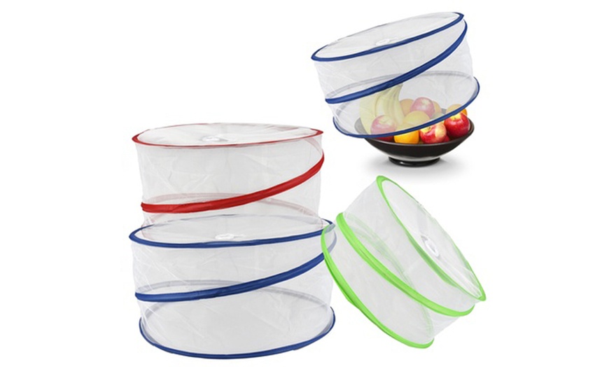 Image 2: Set of Three Vinsani Collapsible Pop-Up Food Covers