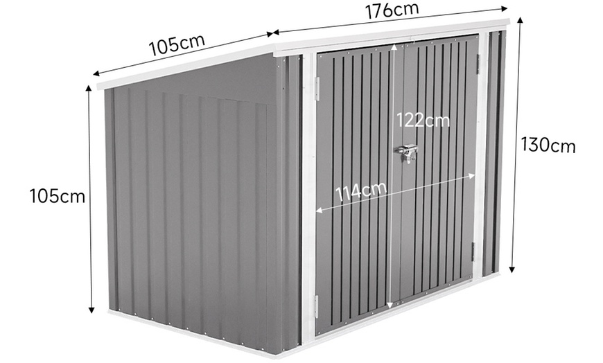 Image 5: Steel Trash Can Recycle Bin Enclosure Storage Shed