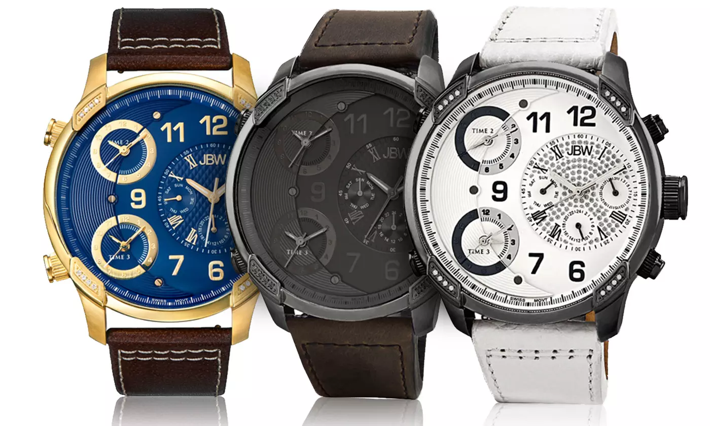 JBW G4 Leather Diamond Watch with Swiss Movement - Primary Image