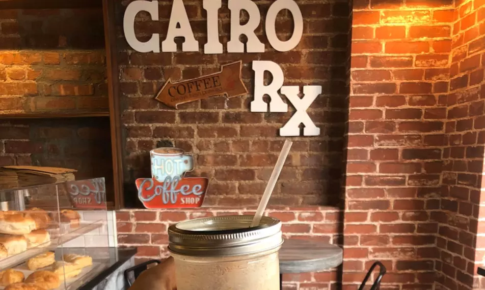 Cairo Rx Cafe offers options for coffee & drinks any day with takeout or dine-in, up to 20% off, creating unique experiences - Primary Image