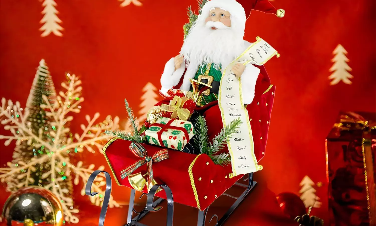 Weihnachtliche Szene mit Musik und Beleuchtung