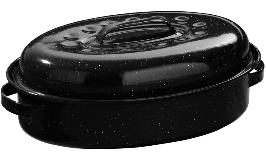 Image 3: Black Enamel Casserole Dish