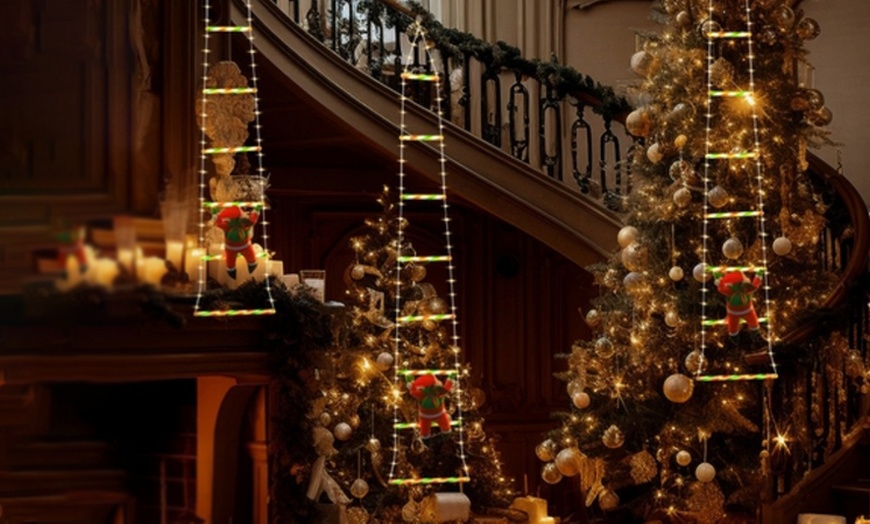 Image 1: Santa Climbing Ladder LED Hanging Lights