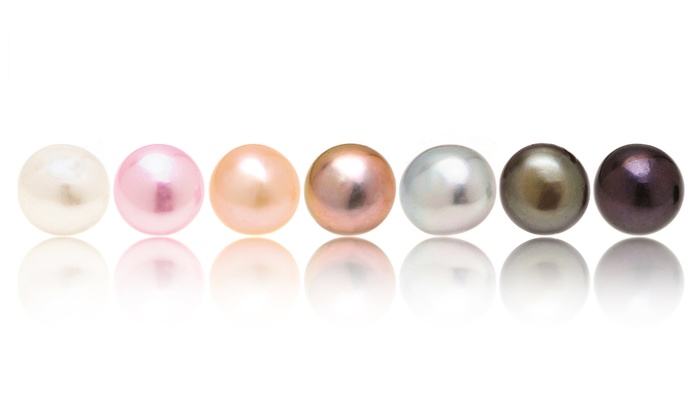 Set Of 7 Pearls in Sterling Silver; Genuine Multi-color Stud Earrings ...