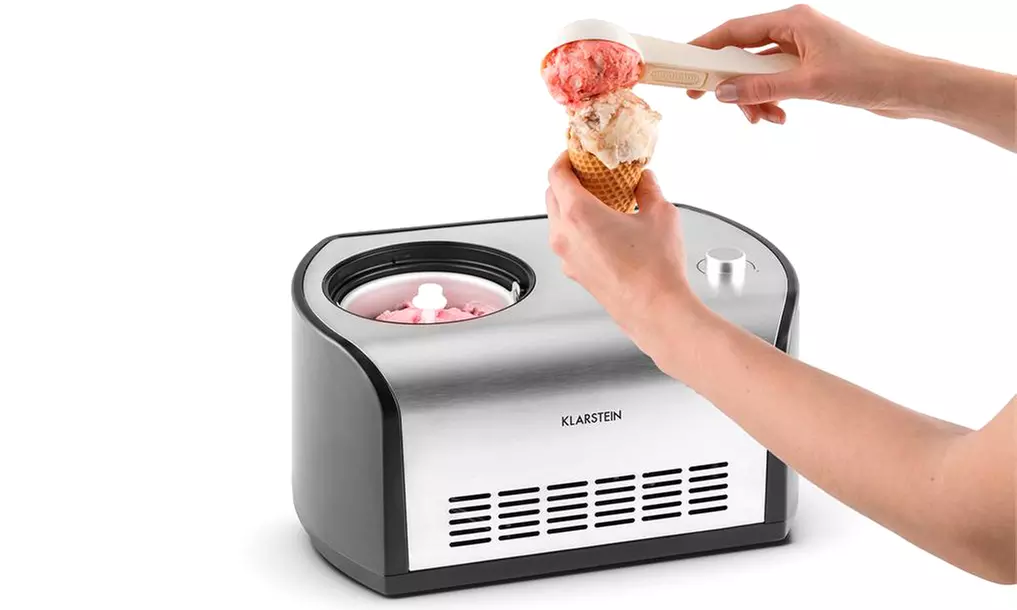 Klarstein Snowberry & Choc Eismaschine 1,2 l Kühlhaltefunktion im Edelstahl-Look - Primary Image