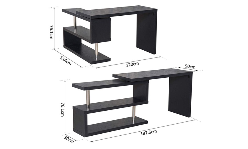 Image 14: Homcom Desk with Shelves Unit