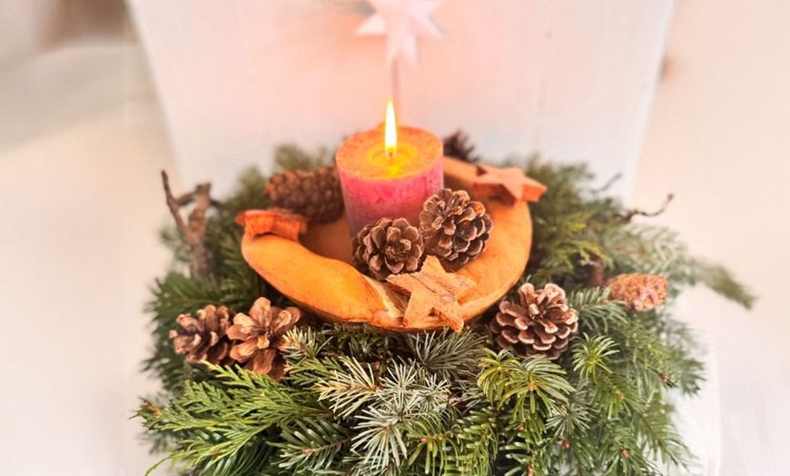 Image 7: Adventskranz aus Wurzel-Teakholz