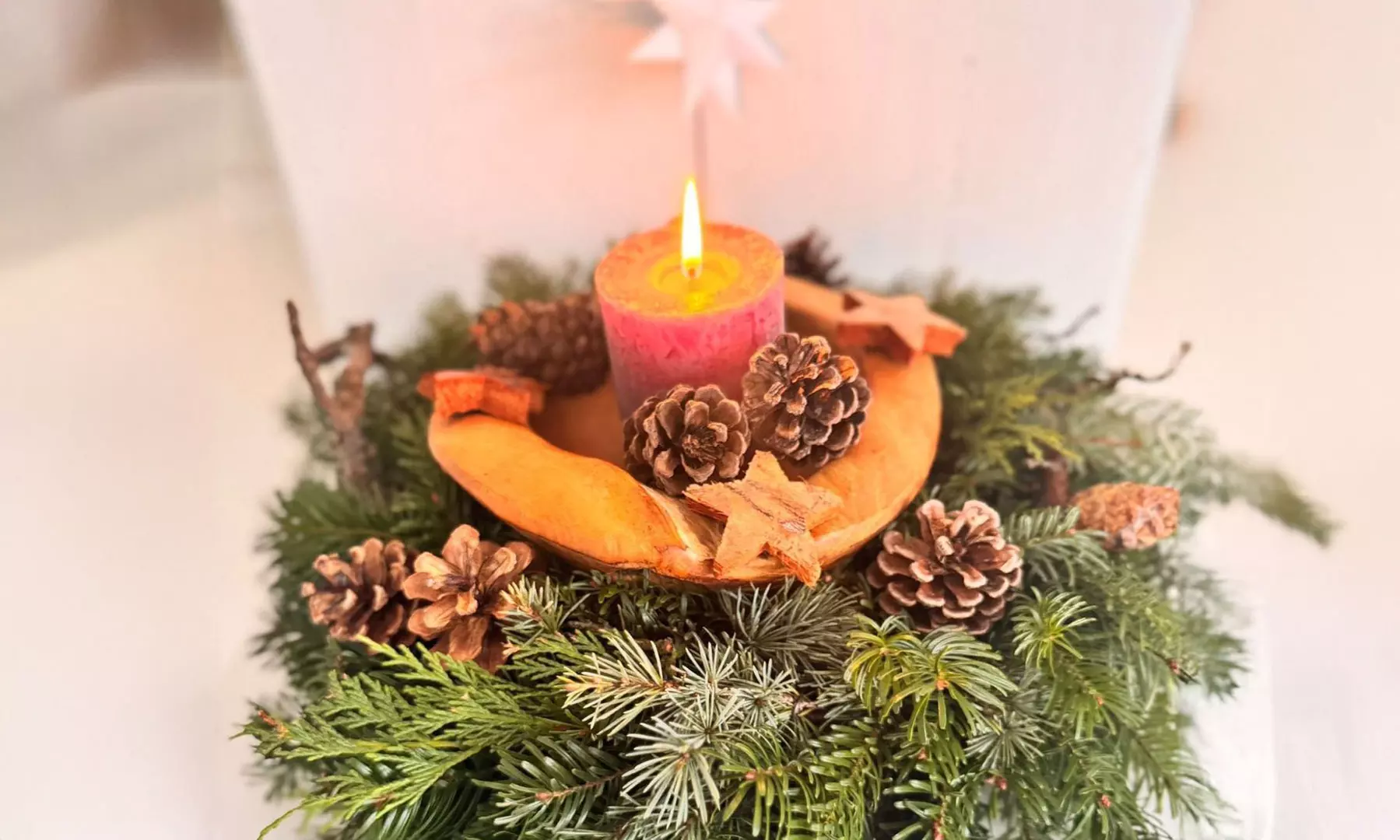 Adventskranz aus Wurzel-Teakholz