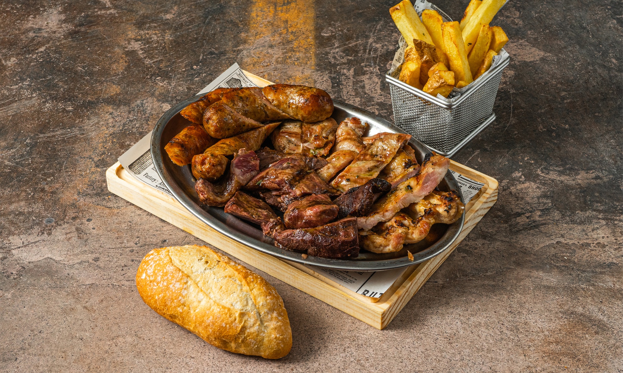 Menú argentino prémium con botella de vino para 2 personas