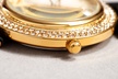Akribos XXIV Women's Diamond Dial & Crystal Bezel Genuine Leather Watch - Second Medium
