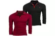 Two Packs of Blu Apparel Men's Long Sleeve Joshua Polo Shirts - Second Medium