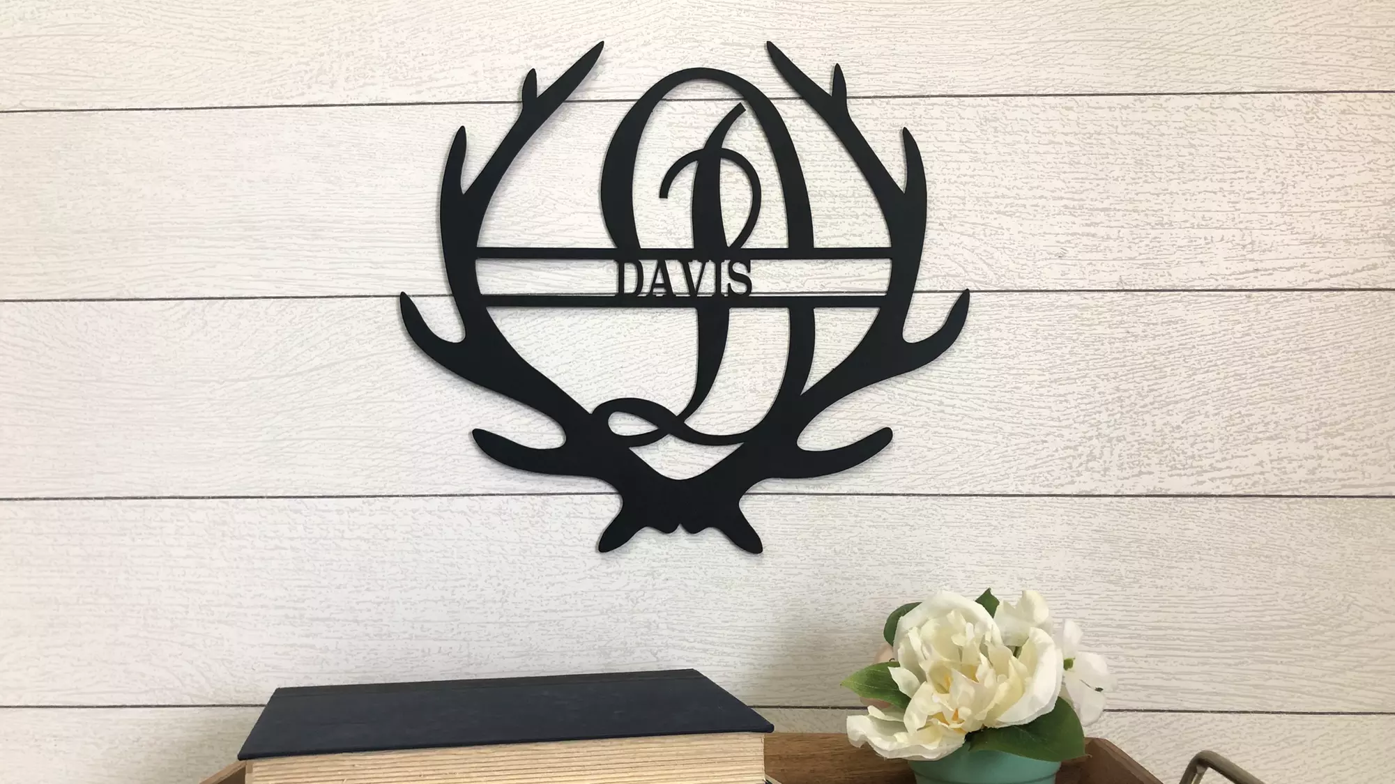 One or Two 11.5" Personalized Family Name Antler Signs from Metal Unlimited (Up to 51% Off) - Primary Image