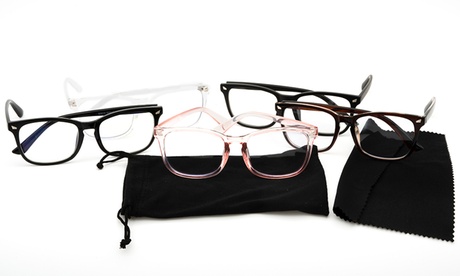 1 o 2 paia di occhiali anti-luce-blu con sacchetto e panno per la pulizia, disponibili in 4 colori