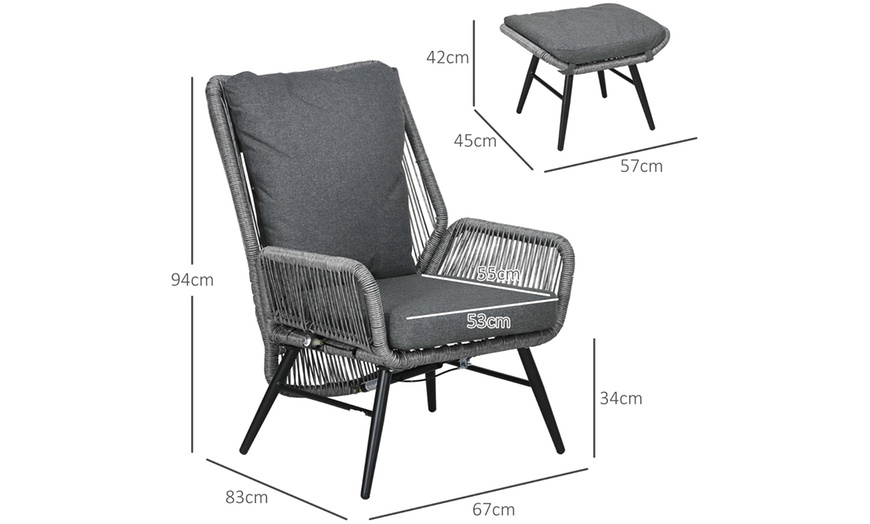 Image 6: Outsunny Two Piece PE Rattan Effect Garden Chair Set
