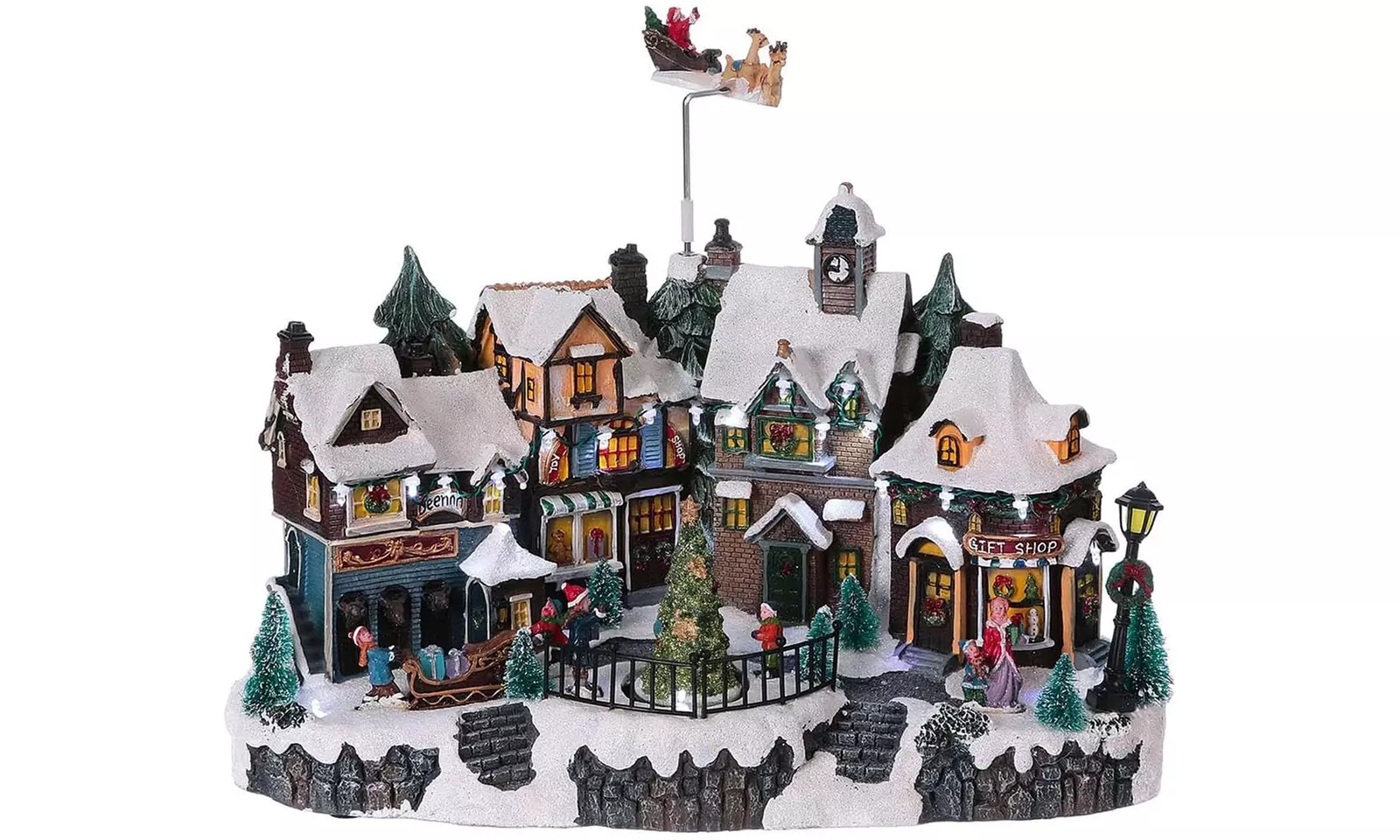 Weihnachtliche Szene mit Musik und Beleuchtung