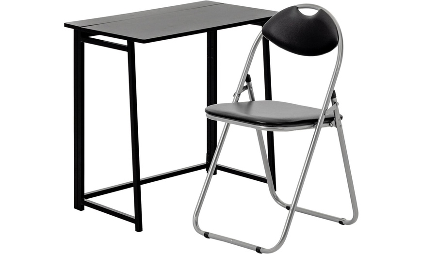 Image 2: Deluxe Folding Desk and Chair Set