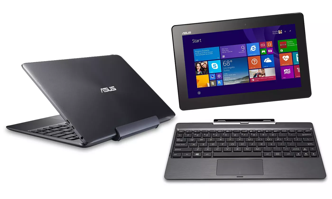 ASUS 10.1" 2-in-1 Notebook/Tablet with Intel Atom Z3735F Processor, 1GB RAM, and 32GB eMMC Storage - Primary Image