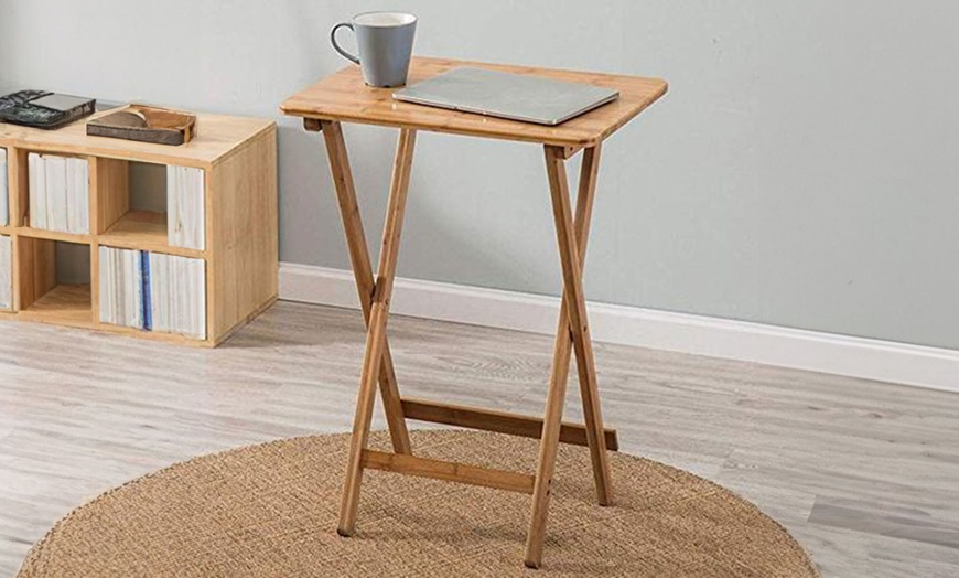 Image 2: Folding Wooden Side Table