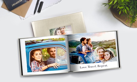 One 50-Page 11x8.5'' Leather Debossed Photo Book - Printerpix