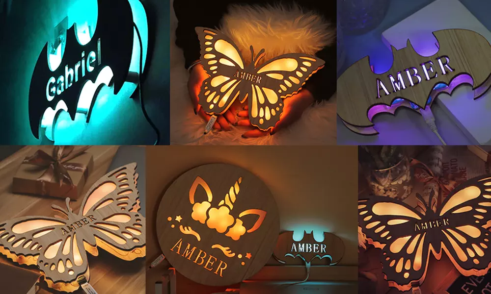One or Two Custom Name Wall Lamps from Justyling