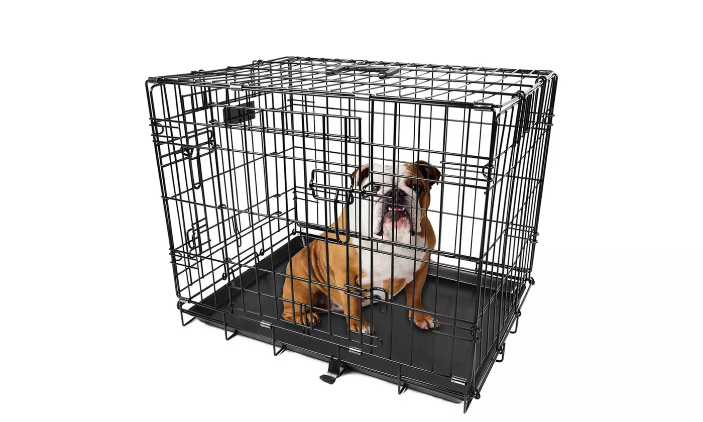  iMounTEK Double-Door Folding Metal Dog Crate (18", 24", 30", 36", 42", 48")    - Primary Image