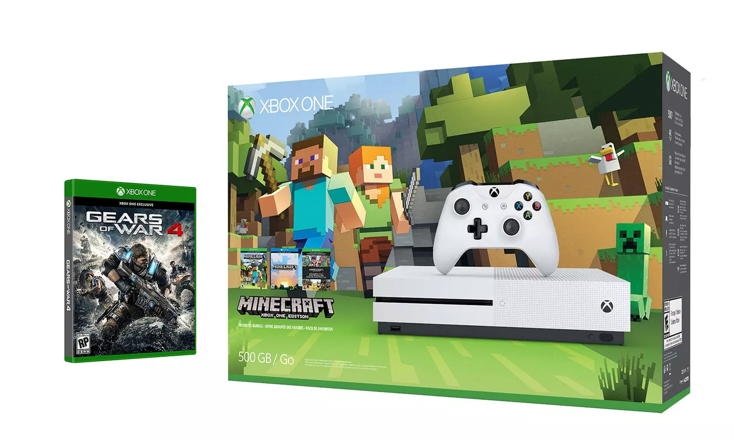 Xbox One S 500GB Minecraft Bundle with Gears of War 4 - Primary Image