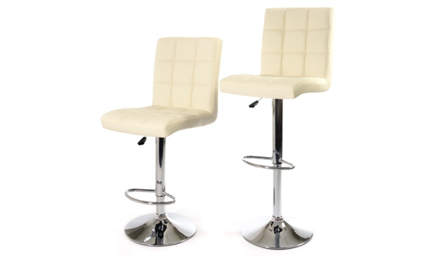 Image 7: Set of Two Juno Adjustable Faux Leather Bar Stools