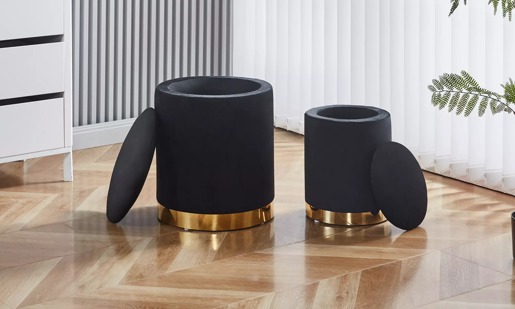 Juego 2 puffs de terciopelo