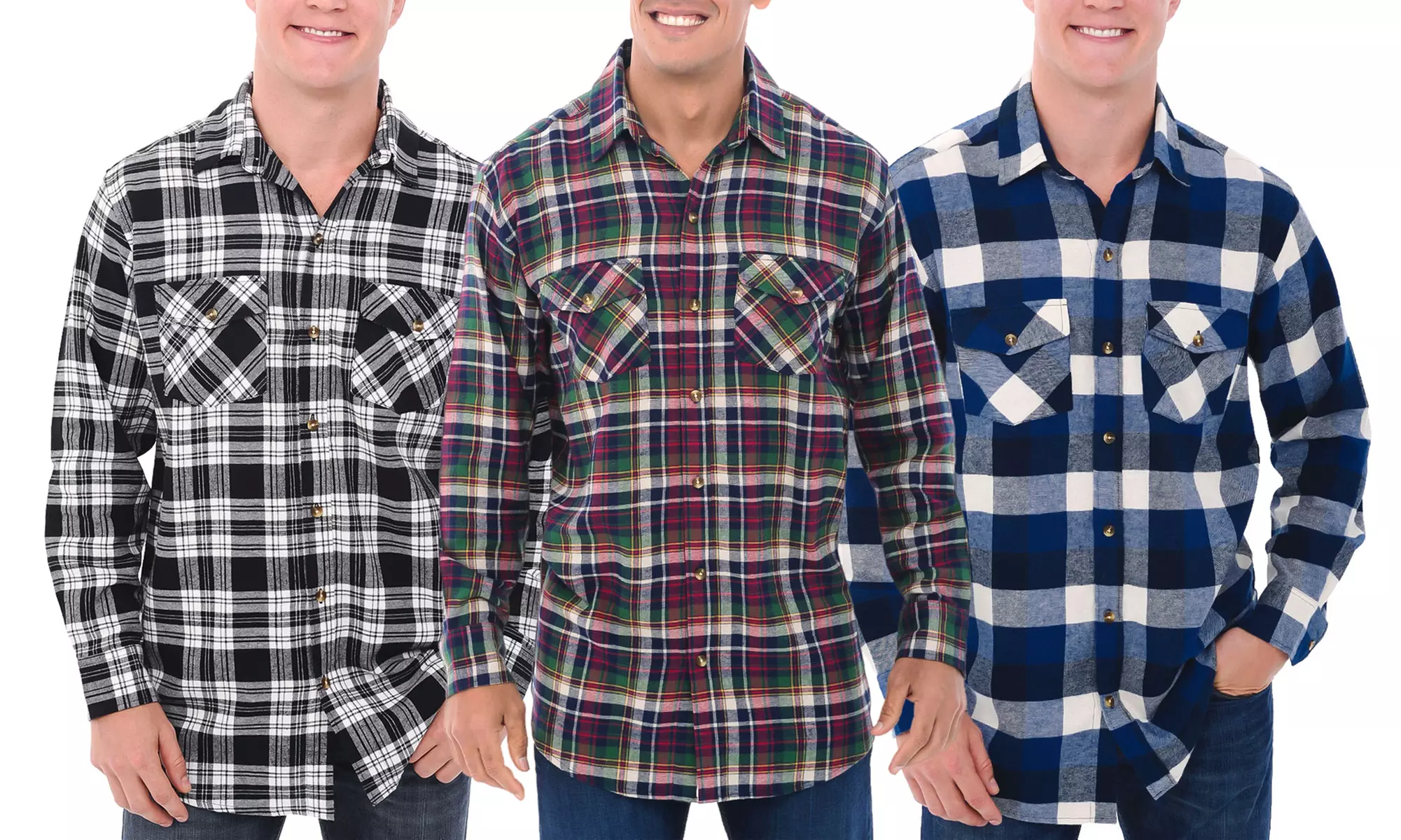 Alexander Del Rossa Men's Cotton Flannel Long Sleeved Shirt (S-3XL) - Primary Image