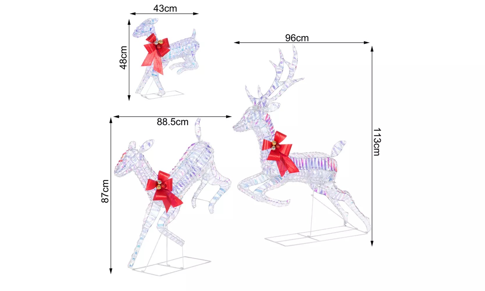 1 o 3 renne luminose con luci LED