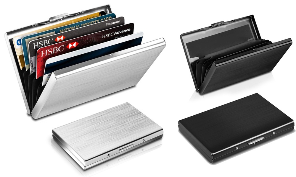 1x oder 2x Edelstahl-Kreditkarten-Etui mit RFID-Schutz