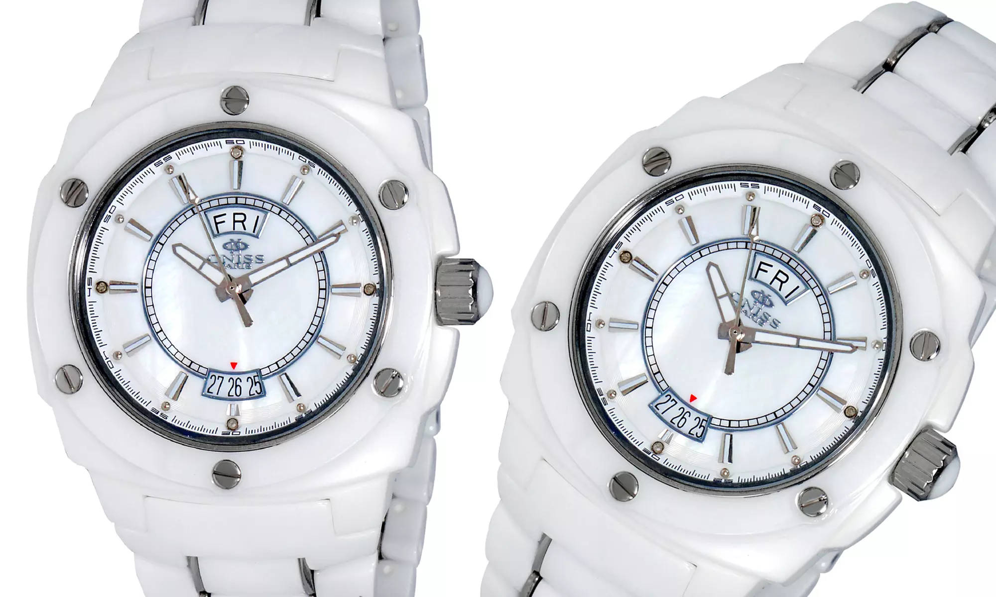 Oniss Men's Swiss Mother of Pearl Diamond Ceramic Watch - Primary Image