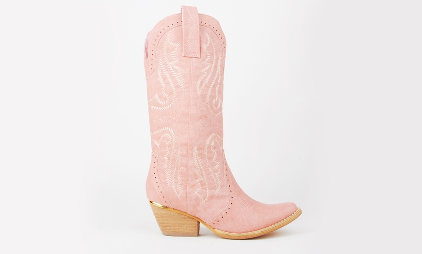 Image 4: Women's Pink Cowboy Boots