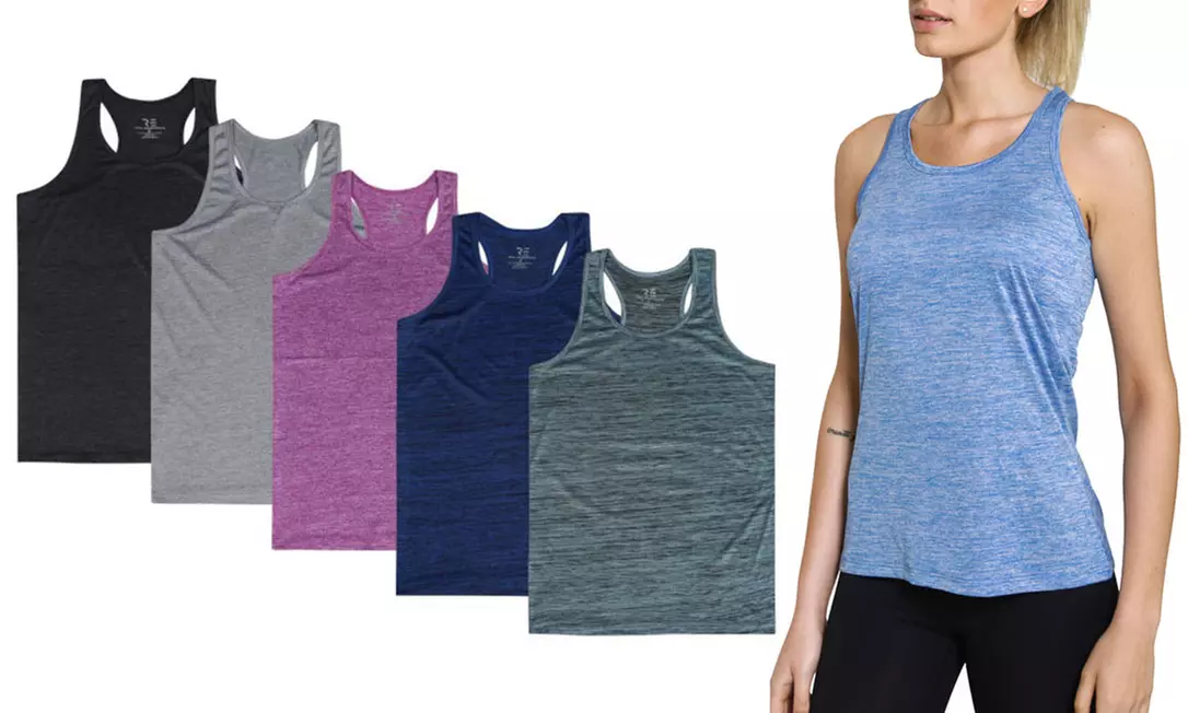 Women's Racerback Tank Top Dry-Fit Athletic Activewear (5-Pack). Plus Sizes Available. - Primary Image