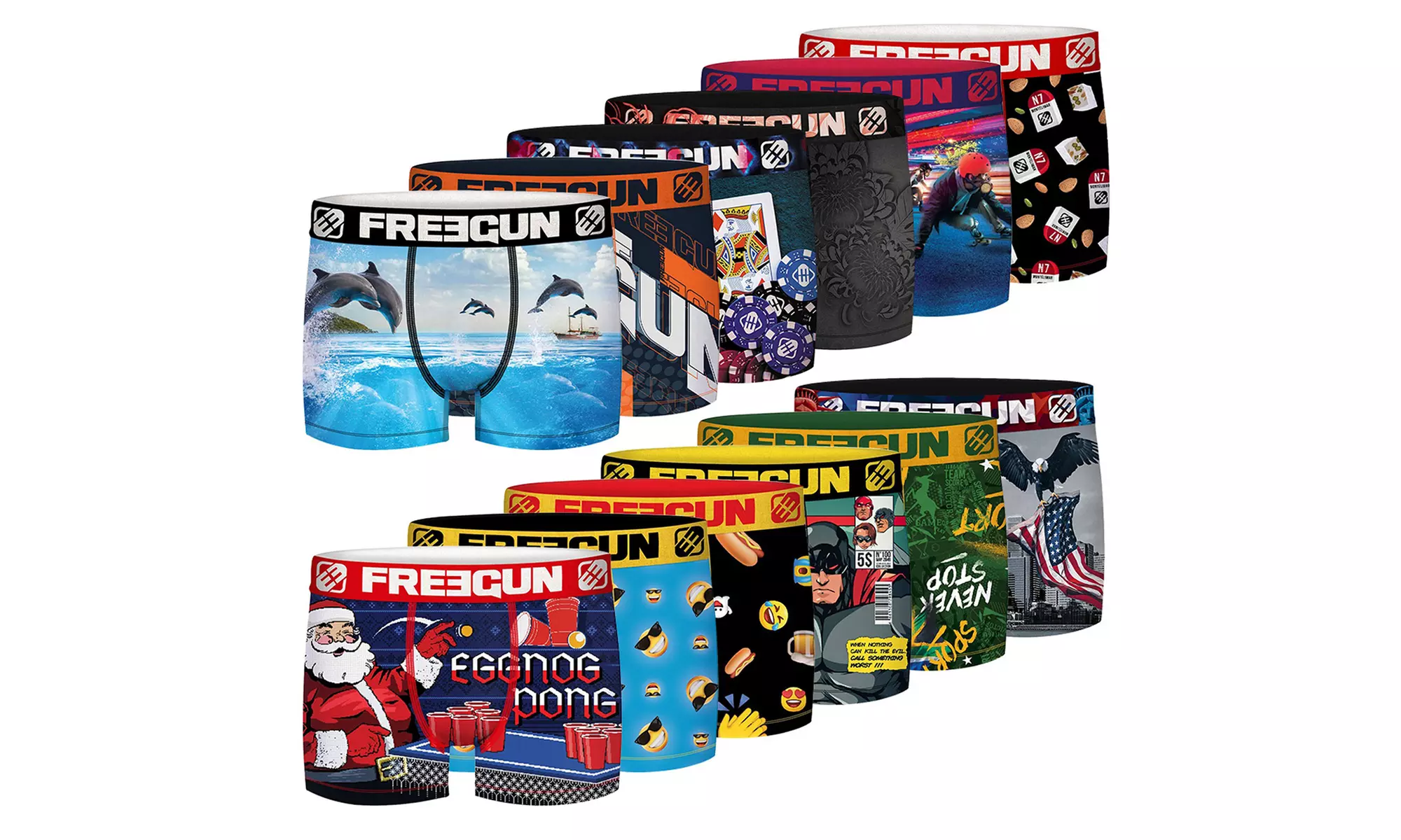 12-pack heren boxershorts met diverse prints