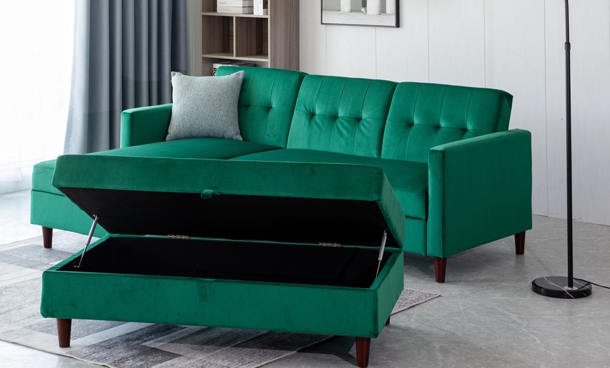 Image 8: Reversible Corner Sofa Bed with Storage Chaise or Bench