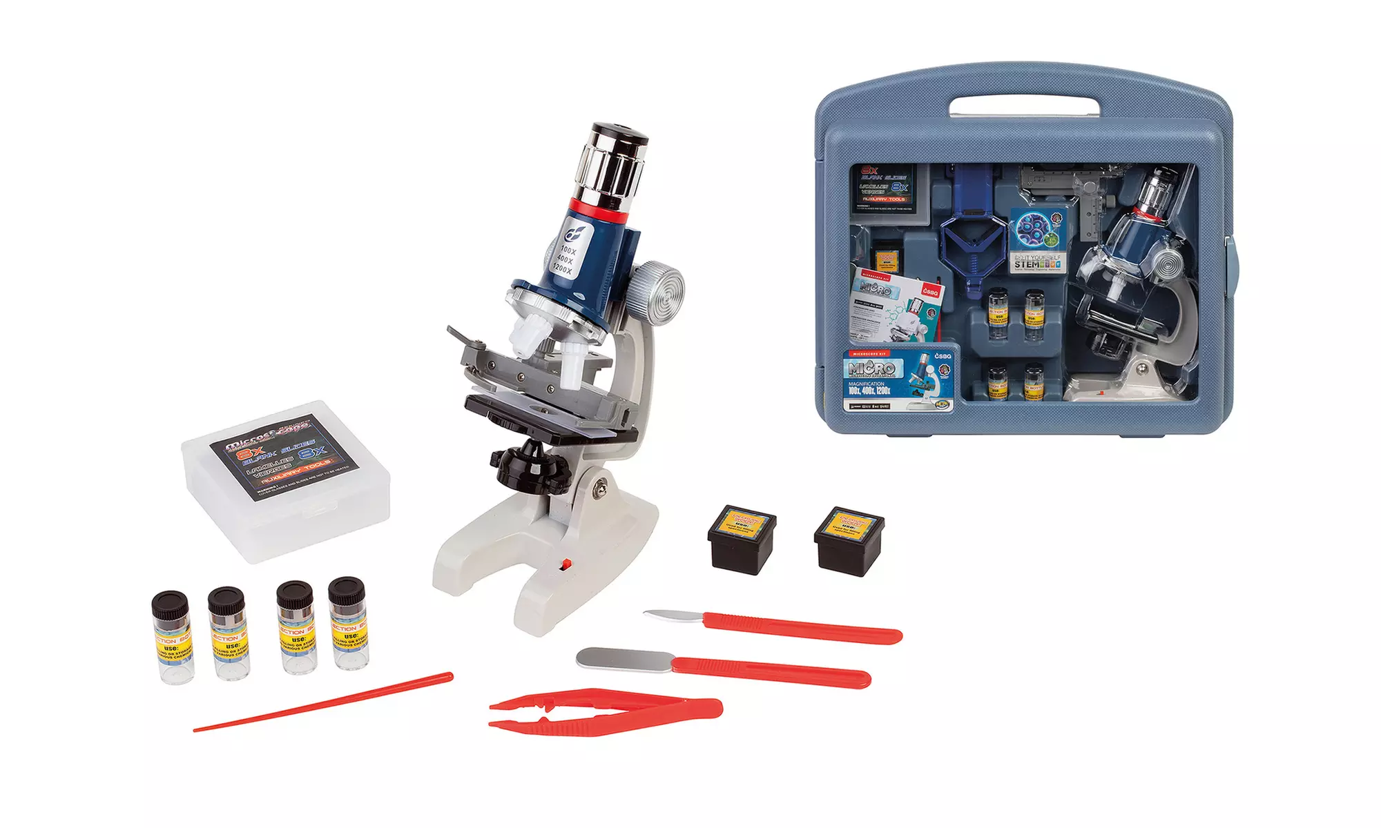Microscope Enfant X1200 LED – Métal, Valisette + Accessoires – 8 Ans – WDK PARTNER